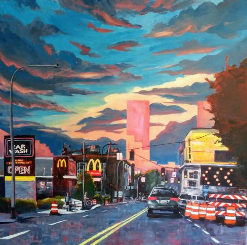 You Probably Won't Remember This Moment, West Burnside, Portland. 36x36 Acrylic on Canvas, © Willow D'Arcy, 2019
