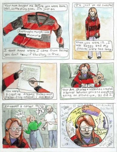 A page from an autobiographical comic about a red sweater